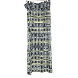Cynthia Rowley Black Yellow Print Stretchy Maxi Skirt Size 1X